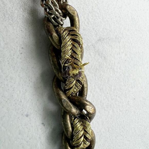 Ann Taylor Loft Rhinestone Silver and Gold Tone Long Chain Link Necklace - Picture 11 of 12